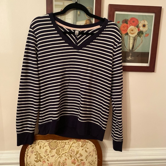 A New Day Women's Striped Long Sleeve V-Neck Pullover sz M - Picture 3 of 8
